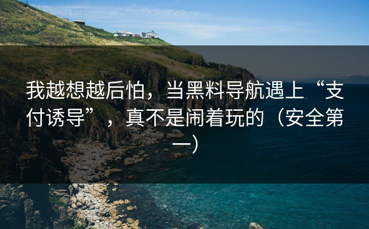 我越想越后怕，当黑料导航遇上“支付诱导”，真不是闹着玩的（安全第一）
