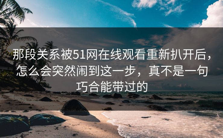 那段关系被51网在线观看重新扒开后,怎么会突然闹到这一步,真不是一句巧合能带过的
